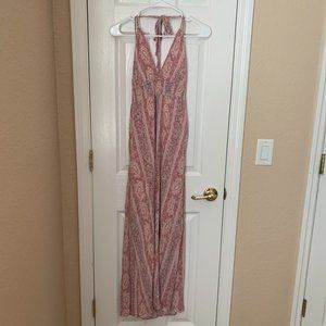 Pink Paisley Halter Maxi Dress